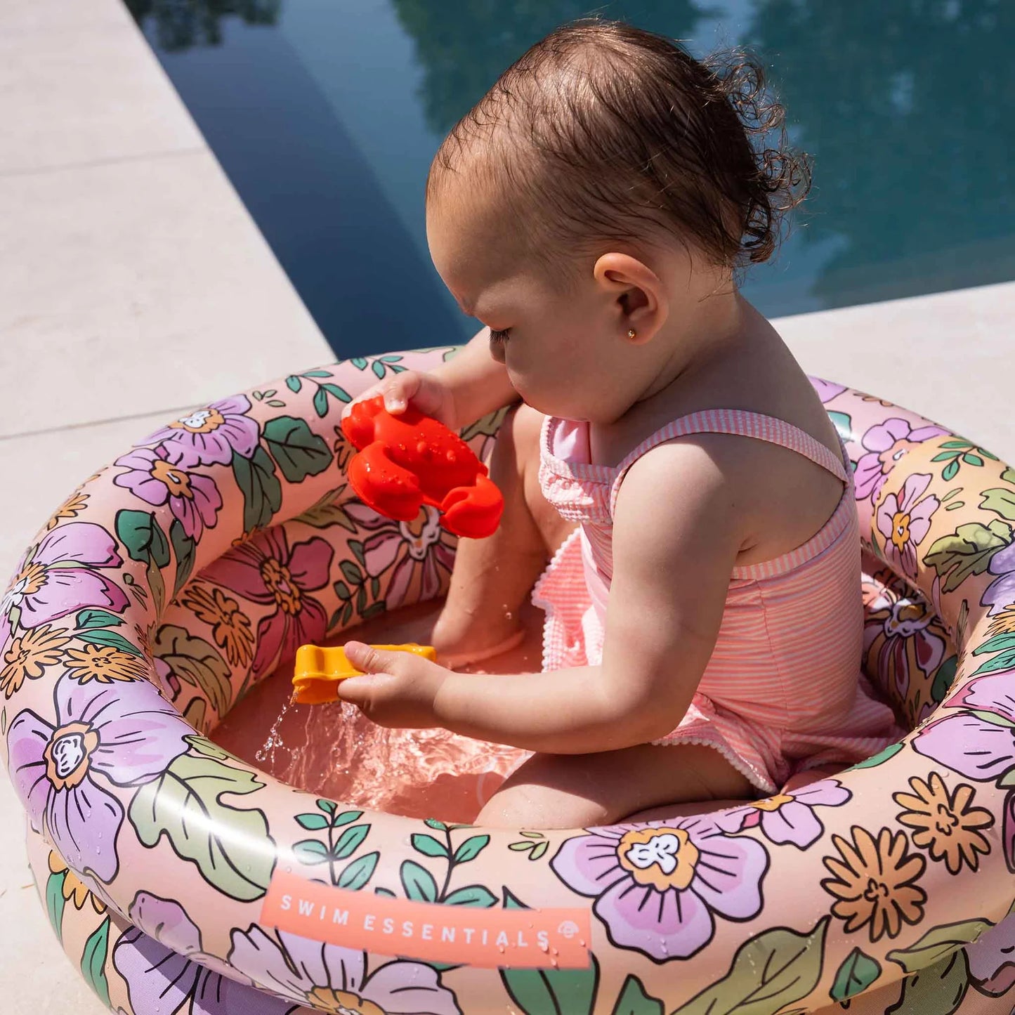 60cm Baby Swimming Pool with Floral Design | Inflatable Kiddie Pool
