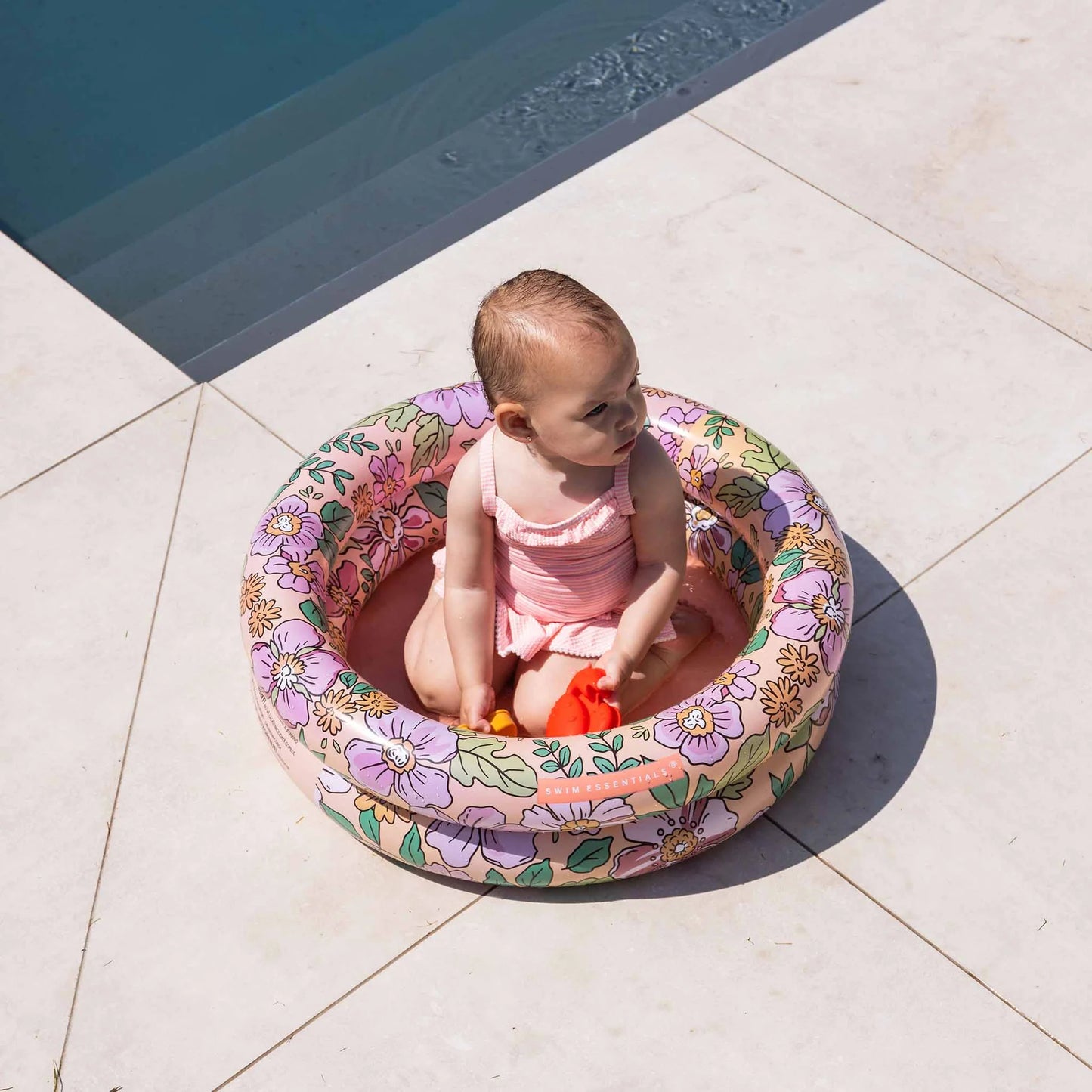 60cm Baby Swimming Pool with Floral Design | Inflatable Kiddie Pool